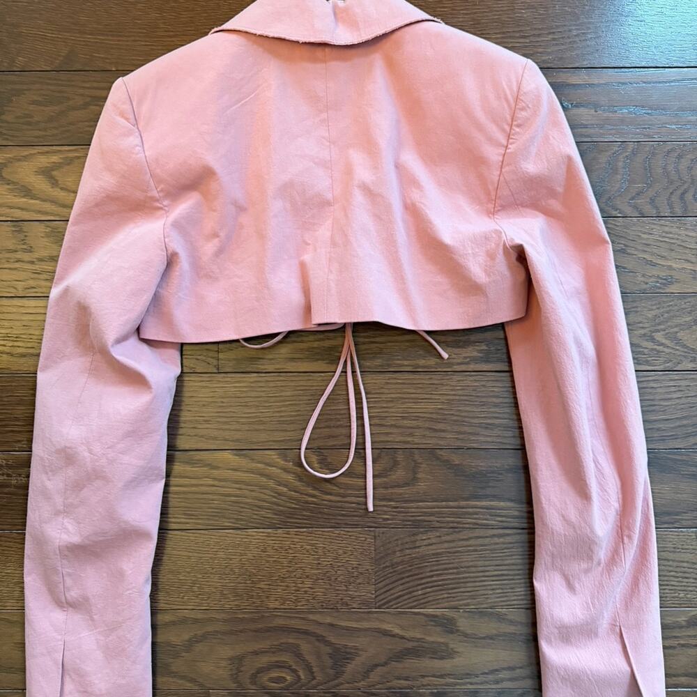 Zara Women’s Cropped Balconette Blazer Faded Pink Size XS Like New - Picture 6 of 7